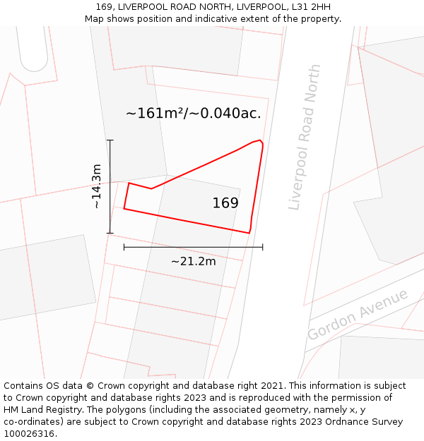 169, LIVERPOOL ROAD NORTH, LIVERPOOL, L31 2HH: Plot and title map