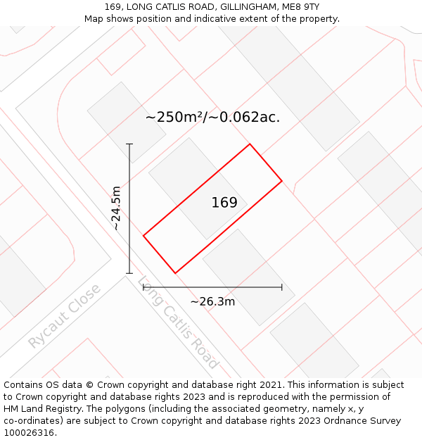 169, LONG CATLIS ROAD, GILLINGHAM, ME8 9TY: Plot and title map