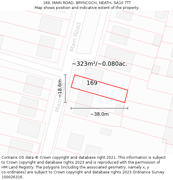 169, MAIN ROAD, BRYNCOCH, NEATH, SA10 7TT: Plot and title map