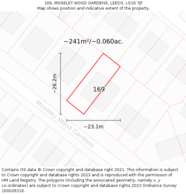 169, MOSELEY WOOD GARDENS, LEEDS, LS16 7JF: Plot and title map
