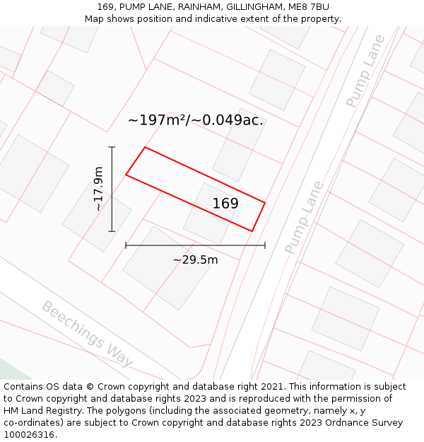 169, PUMP LANE, RAINHAM, GILLINGHAM, ME8 7BU: Plot and title map