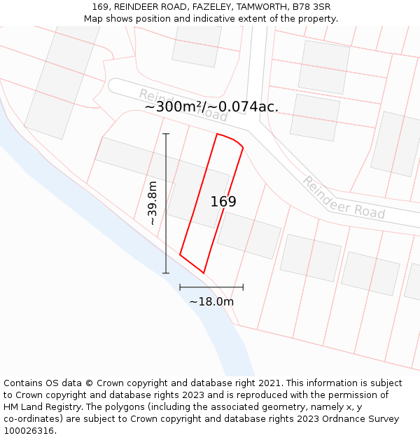 169, REINDEER ROAD, FAZELEY, TAMWORTH, B78 3SR: Plot and title map