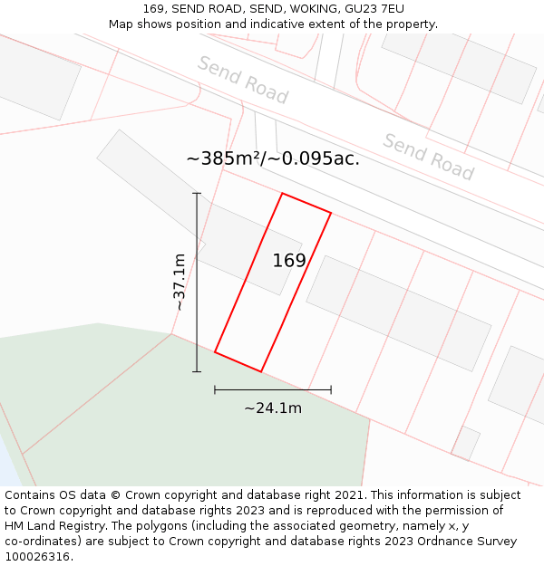 169, SEND ROAD, SEND, WOKING, GU23 7EU: Plot and title map