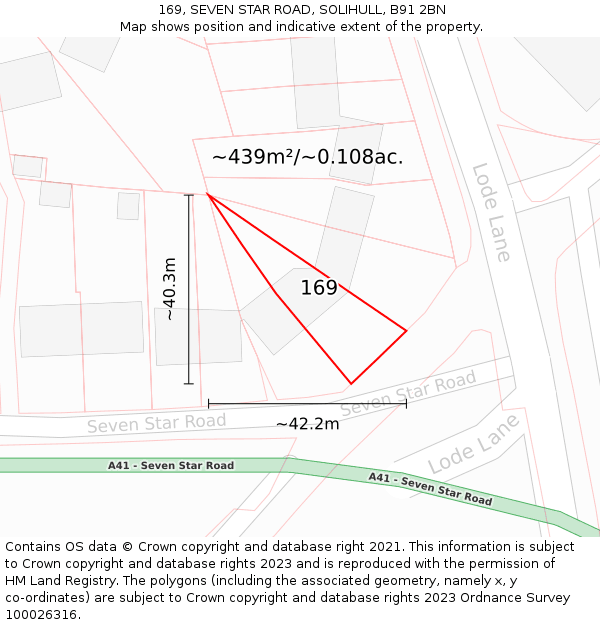169, SEVEN STAR ROAD, SOLIHULL, B91 2BN: Plot and title map