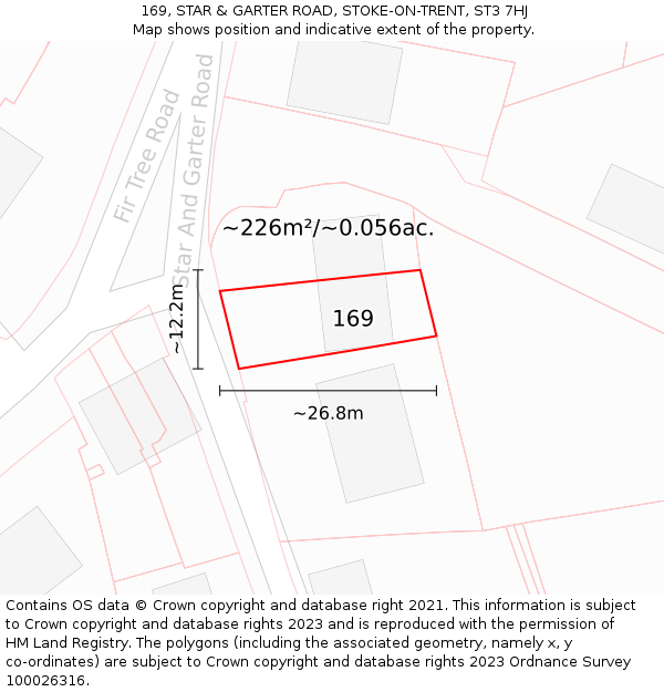 169, STAR & GARTER ROAD, STOKE-ON-TRENT, ST3 7HJ: Plot and title map