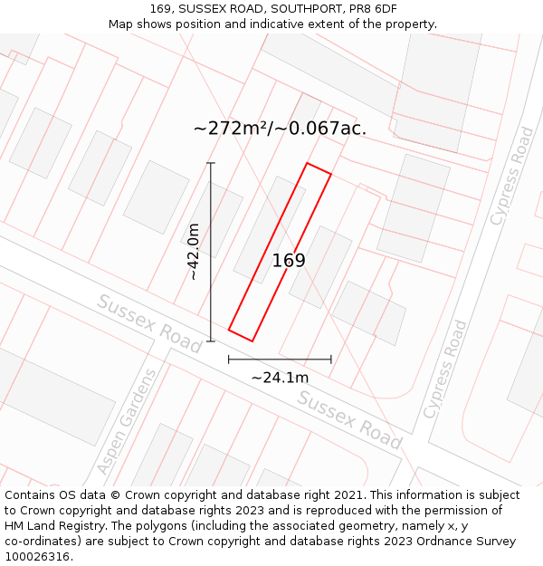 169, SUSSEX ROAD, SOUTHPORT, PR8 6DF: Plot and title map