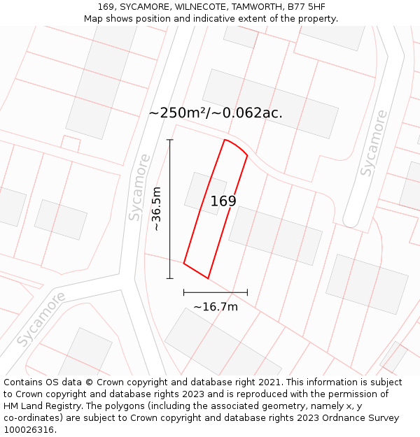 169, SYCAMORE, WILNECOTE, TAMWORTH, B77 5HF: Plot and title map