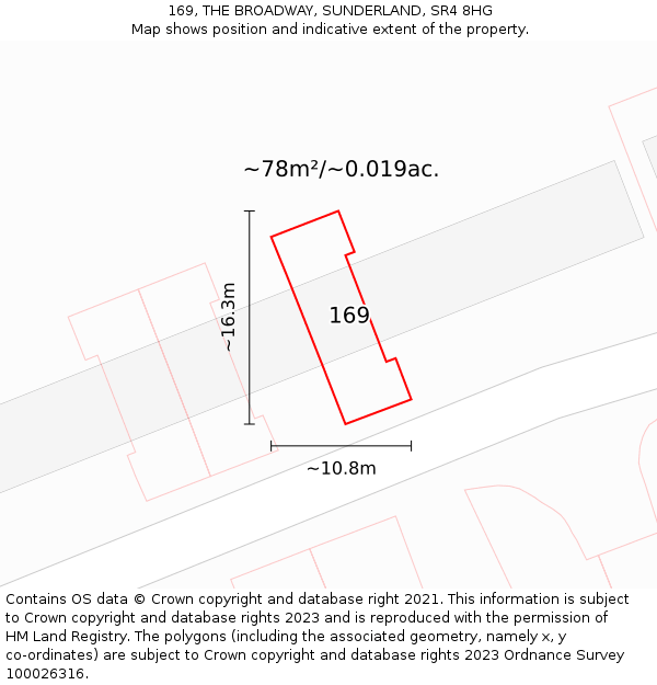 169, THE BROADWAY, SUNDERLAND, SR4 8HG: Plot and title map