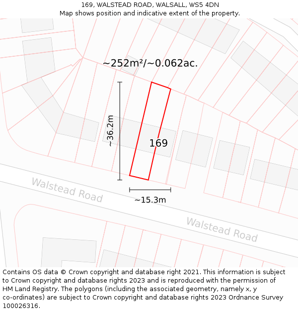 169, WALSTEAD ROAD, WALSALL, WS5 4DN: Plot and title map