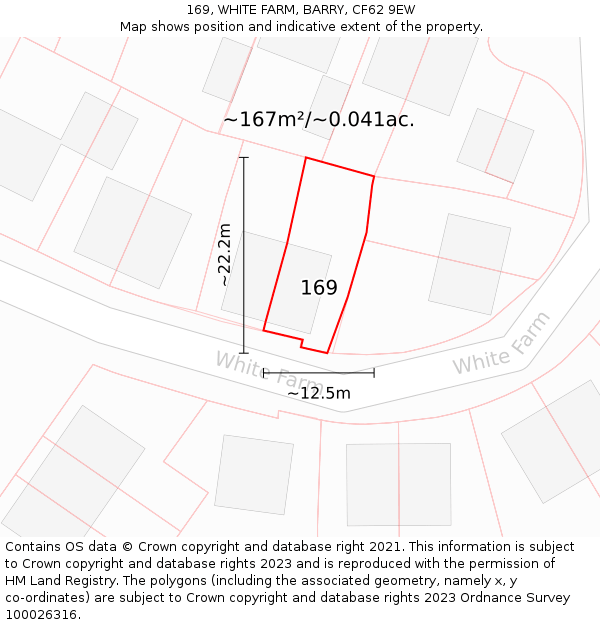 169, WHITE FARM, BARRY, CF62 9EW: Plot and title map