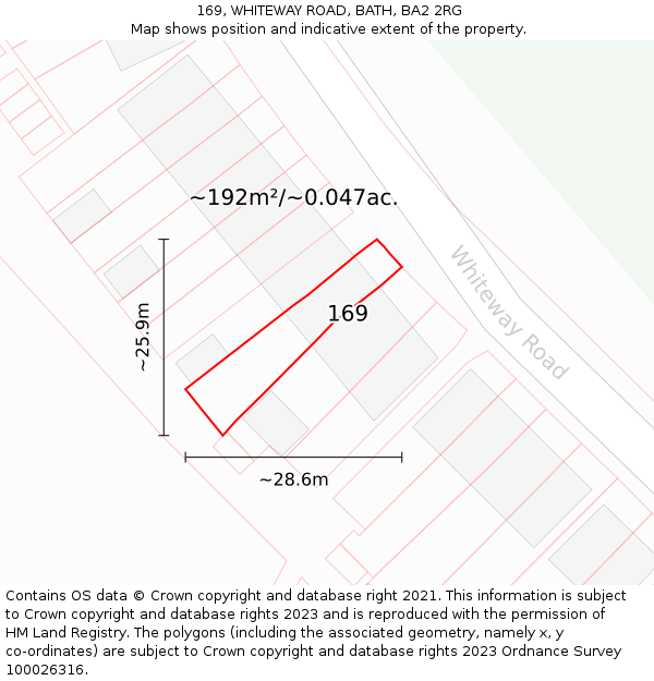 169, WHITEWAY ROAD, BATH, BA2 2RG: Plot and title map