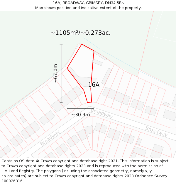 16A, BROADWAY, GRIMSBY, DN34 5RN: Plot and title map