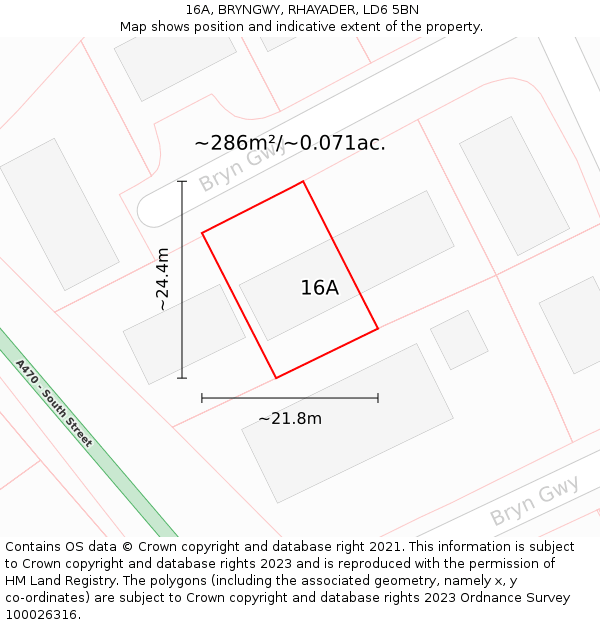 16A, BRYNGWY, RHAYADER, LD6 5BN: Plot and title map