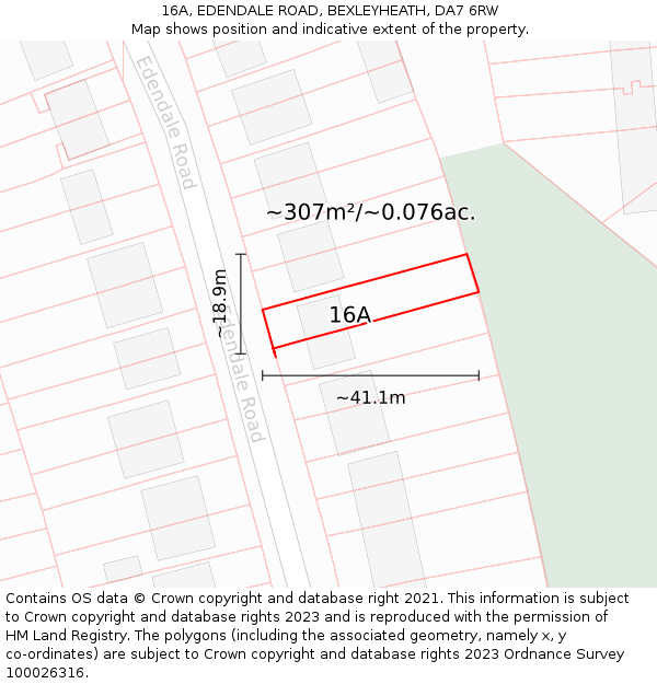 16A, EDENDALE ROAD, BEXLEYHEATH, DA7 6RW: Plot and title map