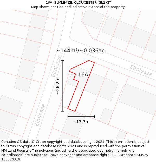16A, ELMLEAZE, GLOUCESTER, GL2 0JT: Plot and title map