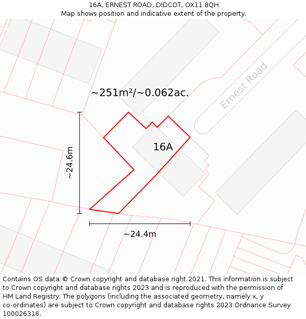 16A, ERNEST ROAD, DIDCOT, OX11 8QH: Plot and title map