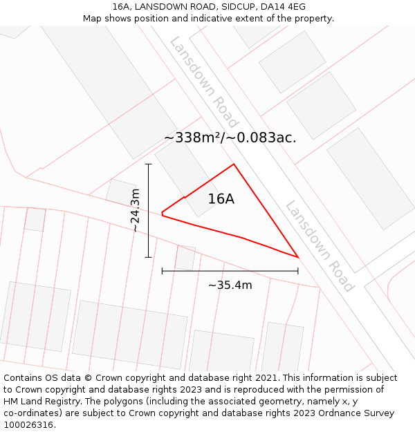 16A, LANSDOWN ROAD, SIDCUP, DA14 4EG: Plot and title map
