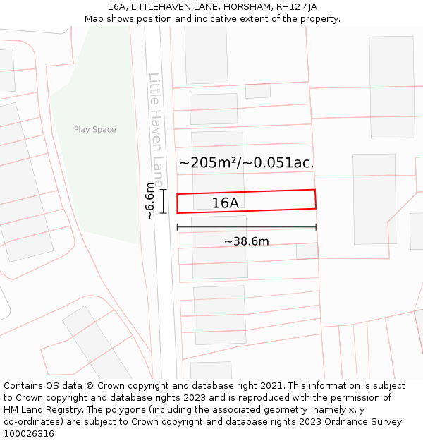 16A, LITTLEHAVEN LANE, HORSHAM, RH12 4JA: Plot and title map