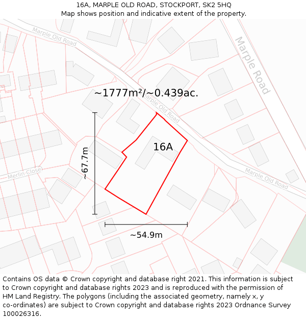 16A, MARPLE OLD ROAD, STOCKPORT, SK2 5HQ: Plot and title map