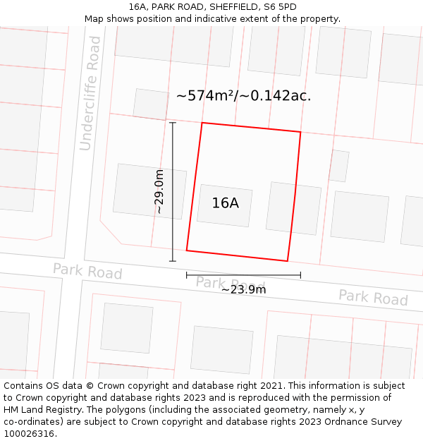 16A, PARK ROAD, SHEFFIELD, S6 5PD: Plot and title map