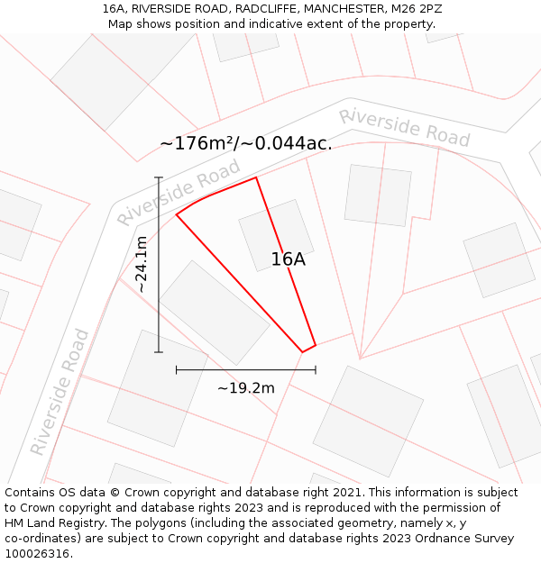16A, RIVERSIDE ROAD, RADCLIFFE, MANCHESTER, M26 2PZ: Plot and title map