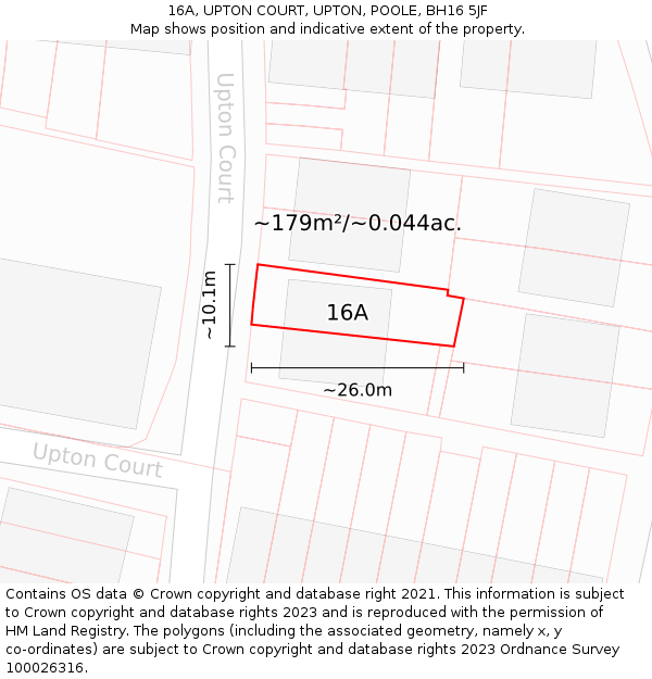 16A, UPTON COURT, UPTON, POOLE, BH16 5JF: Plot and title map