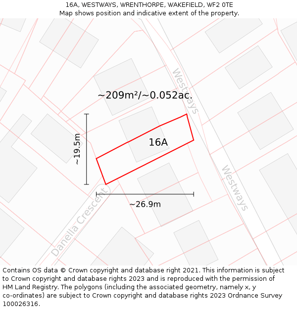 16A, WESTWAYS, WRENTHORPE, WAKEFIELD, WF2 0TE: Plot and title map