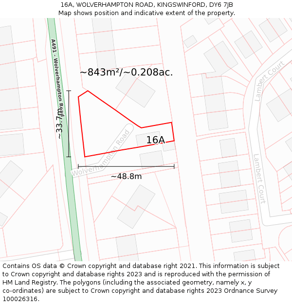16A, WOLVERHAMPTON ROAD, KINGSWINFORD, DY6 7JB: Plot and title map