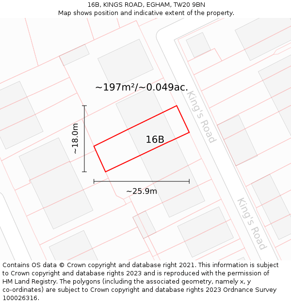 16B, KINGS ROAD, EGHAM, TW20 9BN: Plot and title map