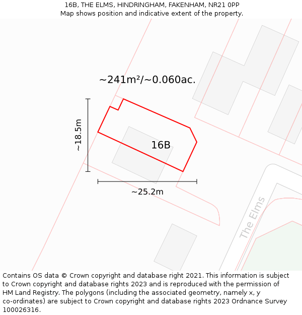 16B, THE ELMS, HINDRINGHAM, FAKENHAM, NR21 0PP: Plot and title map