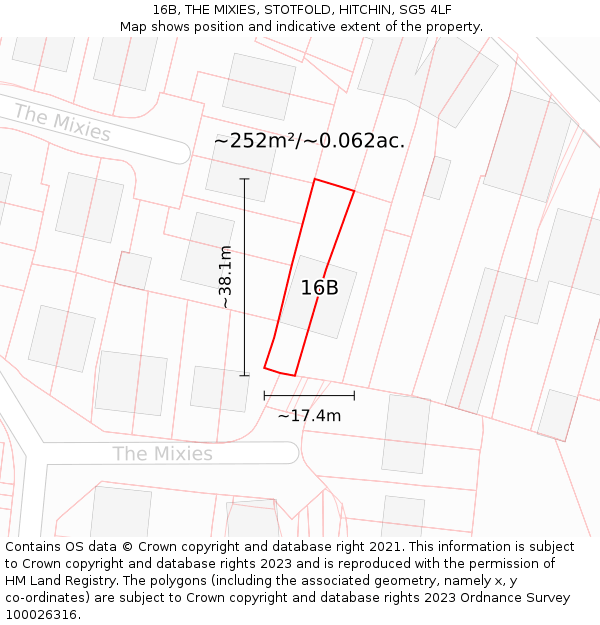 16B, THE MIXIES, STOTFOLD, HITCHIN, SG5 4LF: Plot and title map