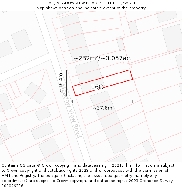 16C, MEADOW VIEW ROAD, SHEFFIELD, S8 7TP: Plot and title map