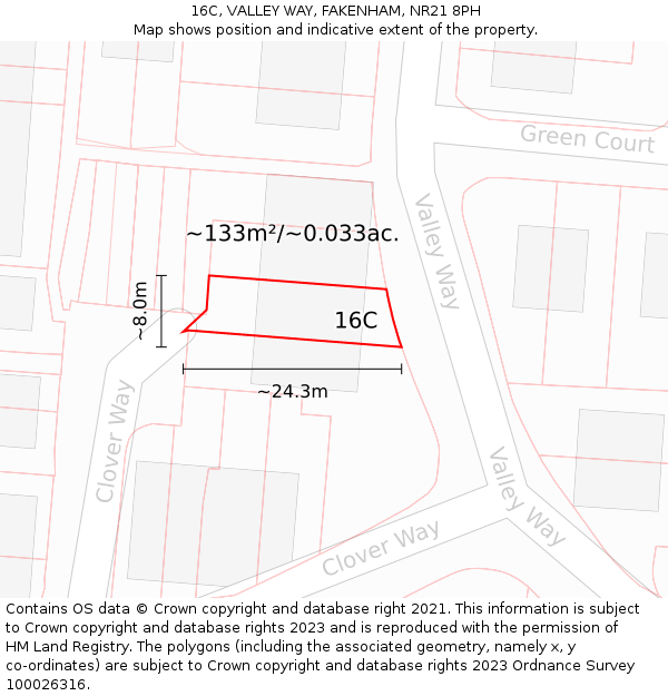 16C, VALLEY WAY, FAKENHAM, NR21 8PH: Plot and title map