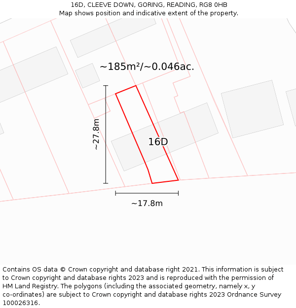 16D, CLEEVE DOWN, GORING, READING, RG8 0HB: Plot and title map