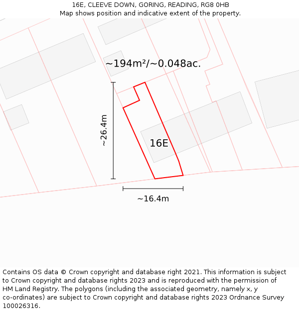 16E, CLEEVE DOWN, GORING, READING, RG8 0HB: Plot and title map