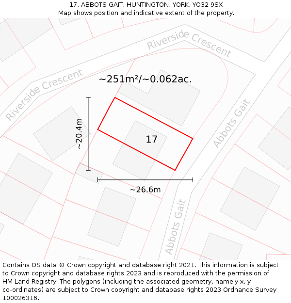 17, ABBOTS GAIT, HUNTINGTON, YORK, YO32 9SX: Plot and title map