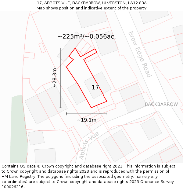17, ABBOTS VUE, BACKBARROW, ULVERSTON, LA12 8RA: Plot and title map