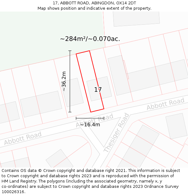 17, ABBOTT ROAD, ABINGDON, OX14 2DT: Plot and title map