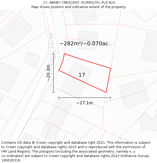 17, ABNEY CRESCENT, PLYMOUTH, PL6 6LH: Plot and title map