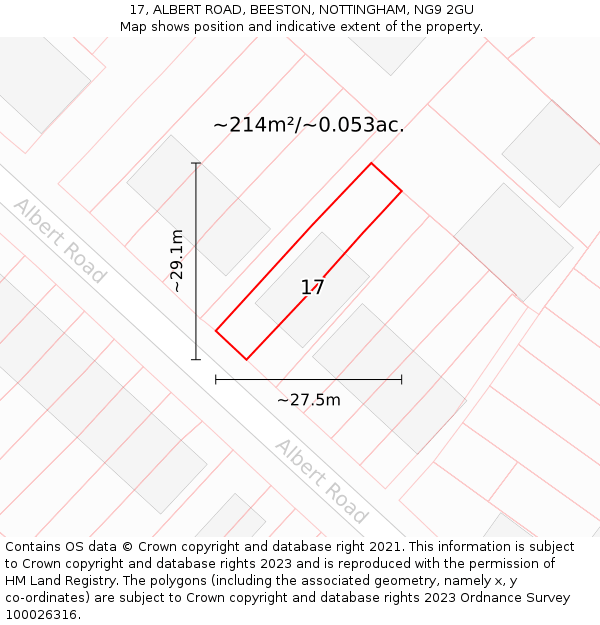 17, ALBERT ROAD, BEESTON, NOTTINGHAM, NG9 2GU: Plot and title map