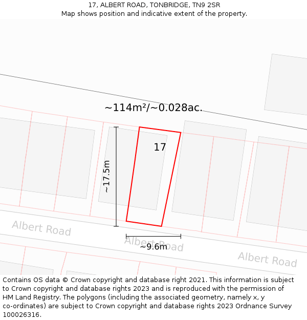 17, ALBERT ROAD, TONBRIDGE, TN9 2SR: Plot and title map