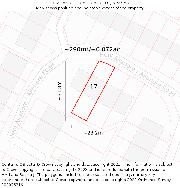 17, ALIANORE ROAD, CALDICOT, NP26 5DF: Plot and title map