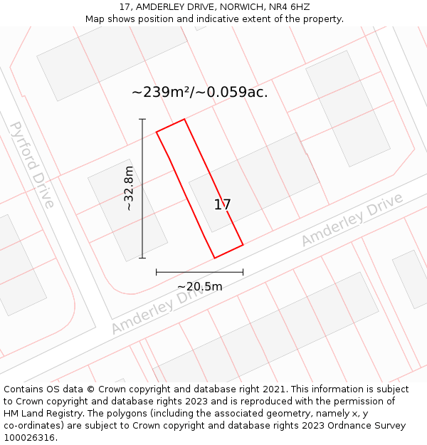 17, AMDERLEY DRIVE, NORWICH, NR4 6HZ: Plot and title map