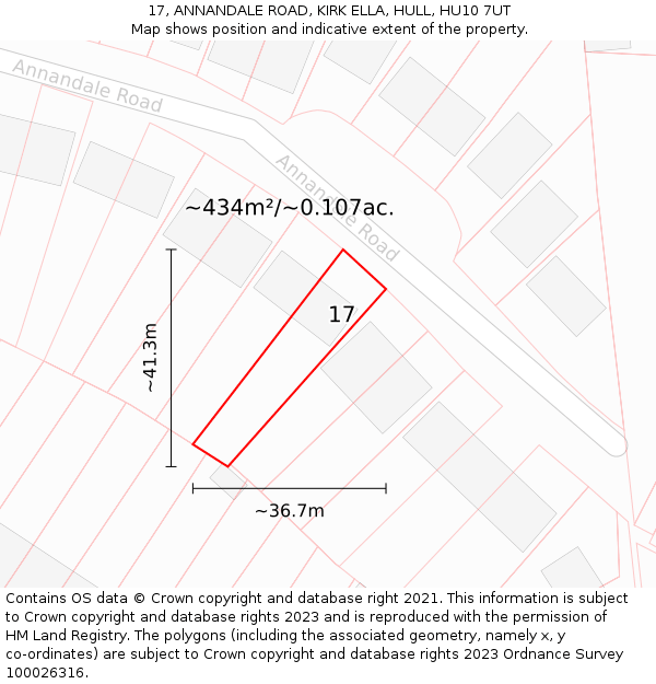17, ANNANDALE ROAD, KIRK ELLA, HULL, HU10 7UT: Plot and title map