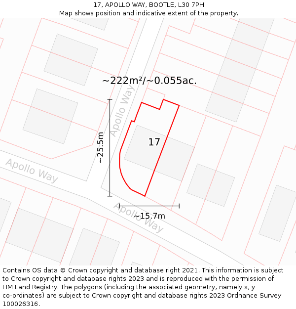 17, APOLLO WAY, BOOTLE, L30 7PH: Plot and title map