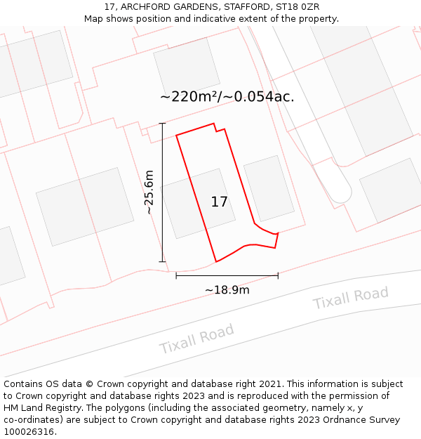 17, ARCHFORD GARDENS, STAFFORD, ST18 0ZR: Plot and title map