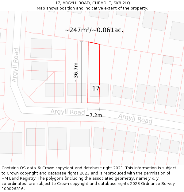 17, ARGYLL ROAD, CHEADLE, SK8 2LQ: Plot and title map