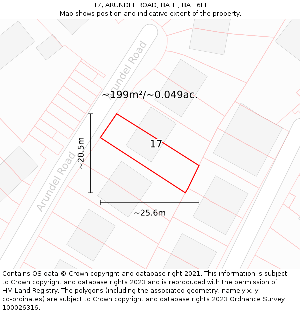 17, ARUNDEL ROAD, BATH, BA1 6EF: Plot and title map
