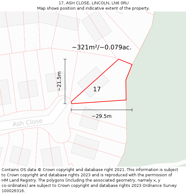 17, ASH CLOSE, LINCOLN, LN6 0RU: Plot and title map