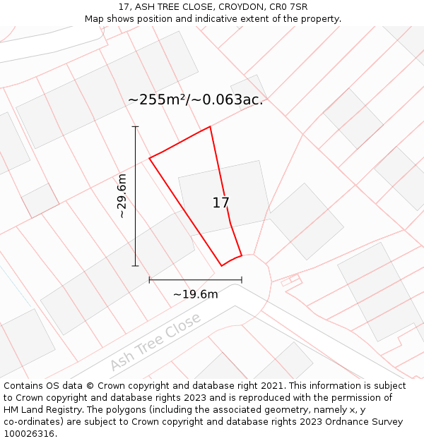 17, ASH TREE CLOSE, CROYDON, CR0 7SR: Plot and title map